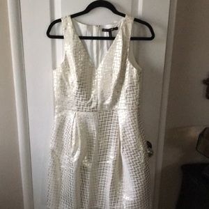 White House Black Market White & Gold Dress